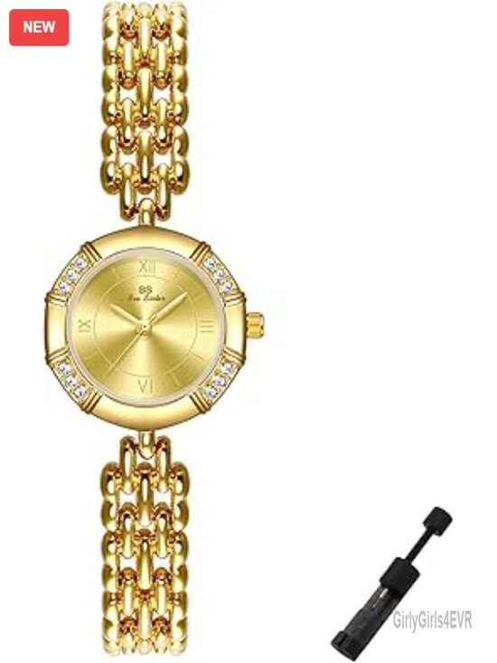 Petite Gold Watch Roman Numeral Dial Quartz Stainless Steel Bracelet Dress Watch main image 5